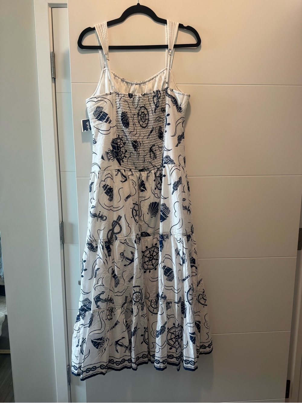 Moon River White and Navy Nautical Drop Waist Dress - Picture 3 of 5